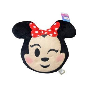 Minnie Mouse Emoji Cushion Pillow Disney 14" Across Plush Toy New With Tags